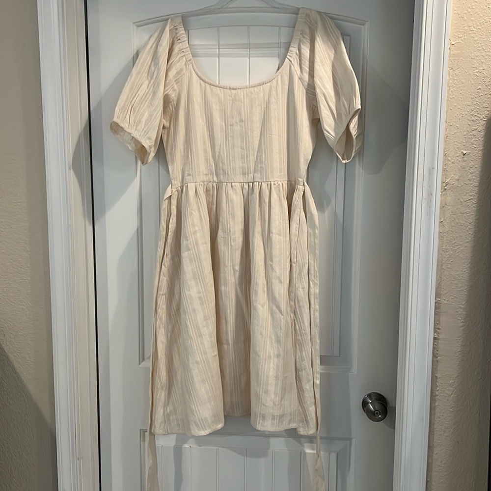 New cream 100% cotton midi dress
